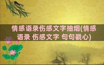 情感语录伤感文字抽烟(情感语录 伤感文字 句句戳心)